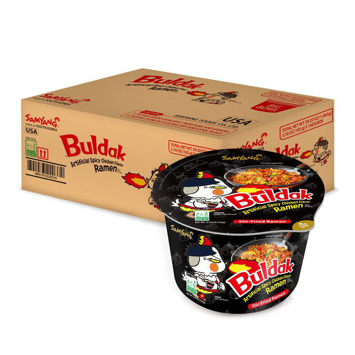 Samyang Buldak Hot Chicken Ramen Bowl – Case (16 × 105 g) | Korean Spicy Instant Noodles