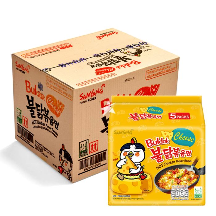 Samyang Buldak Hot Chicken Cheese Ramen – Case (8 × 5 × 120 g) | Korean Spicy Instant Noodles