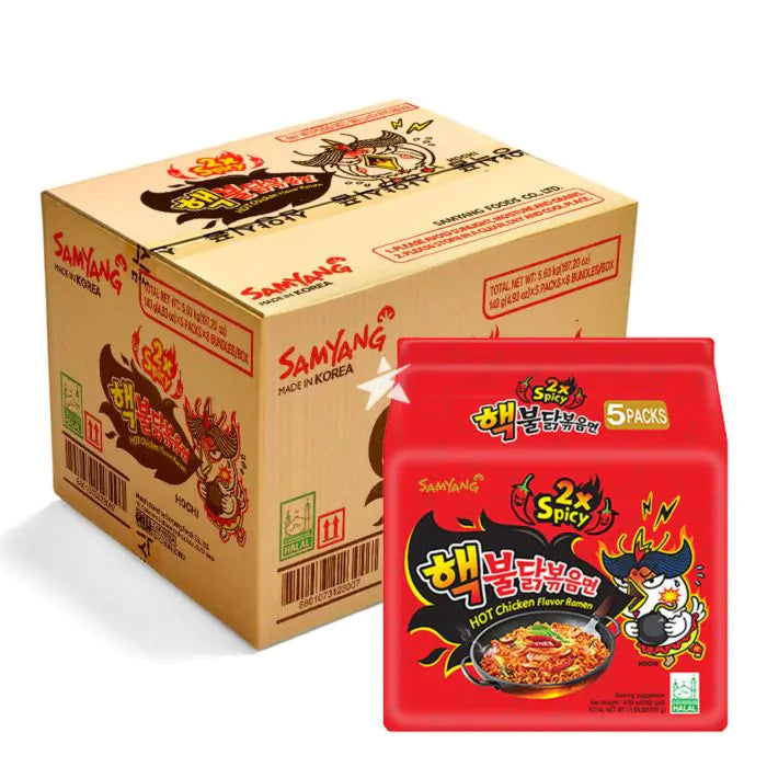 Samyang Buldak 2X Spicy Hot Chicken Ramen – Case (8 × 5 × 120 g) | Korean Spicy Instant Noodles