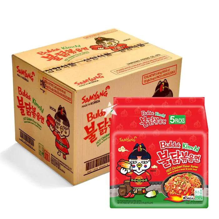 Samyang Buldak Kimchi Hot Chicken Ramen – Case (8 × 5 × 135 g) | Korean Spicy Instant Noodles