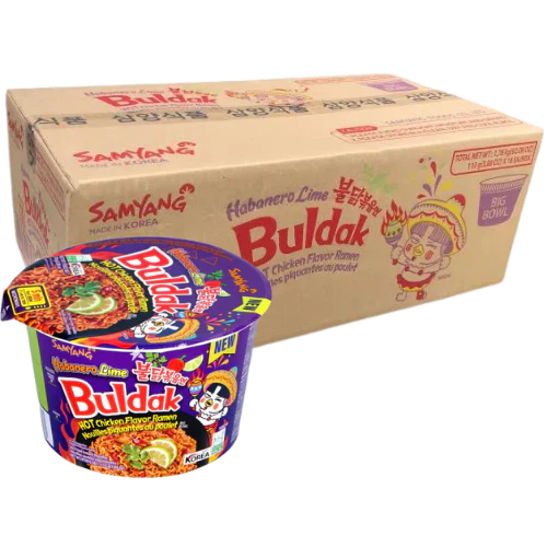 Samyang Buldak Habanero & Lime Hot Chicken Ramen Bowl – Case (16 × 105 g) | Korean Spicy Instant Noodles
