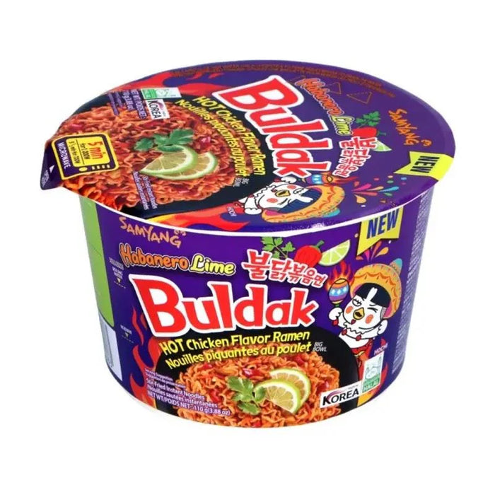 Samyang Buldak Habanero & Lime Hot Chicken Ramen Bowl – Case (16 × 105 g) | Korean Spicy Instant Noodles