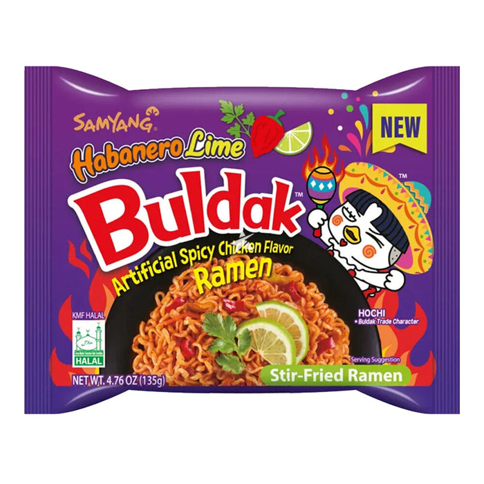 Samyang Buldak Habanero & Lime Hot Chicken Ramen – Case (8 × 5 × 135 g) | Korean Spicy Instant Noodles