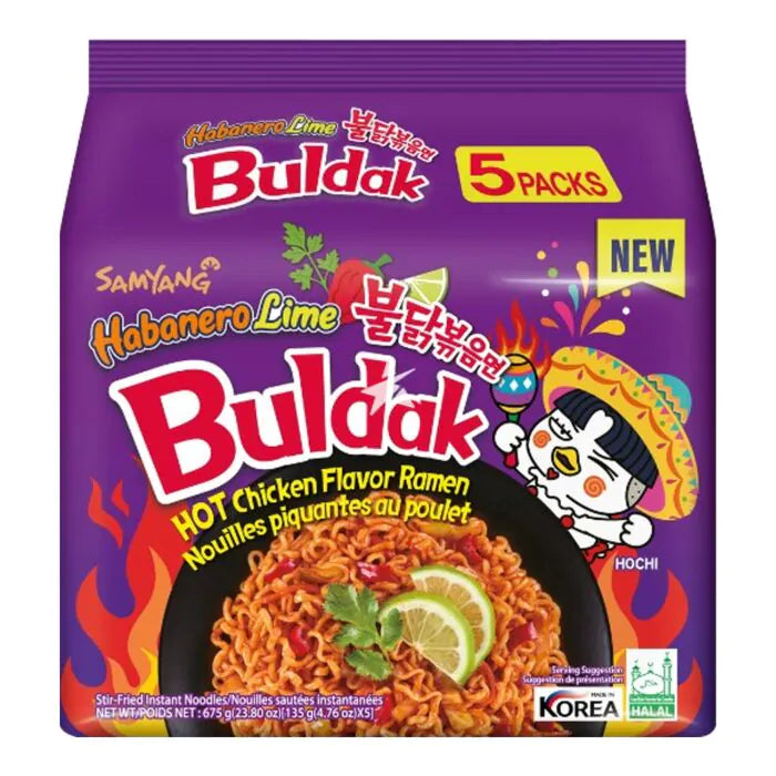Samyang Buldak Habanero & Lime Hot Chicken Ramen – Case (8 × 5 × 135 g) | Korean Spicy Instant Noodles