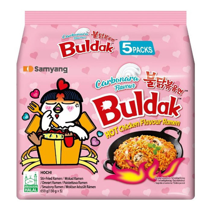 Samyang Buldak Hot Chicken Carbonara Ramen – Case (8 x 5 x 130g) | Korean Spicy Instant Noodles