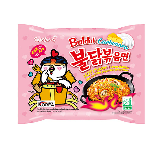 Samyang Buldak Hot Chicken Carbonara Ramen – Case (8 x 5 x 130g) | Korean Spicy Instant Noodles
