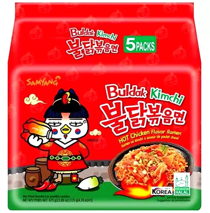 Samyang Buldak Kimchi Hot Chicken Ramen – Case (8 × 5 × 135 g) | Korean Spicy Instant Noodles